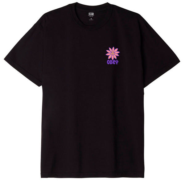 OBEY - PEACE FLOWER ORGANIC COTTON FADED BLACK TEE