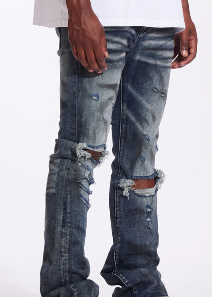 CRYSP DENIM - DISTRESSED STACKED DENIM