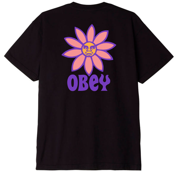 OBEY - PEACE FLOWER ORGANIC COTTON FADED BLACK TEE