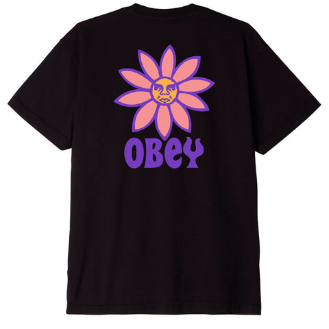 OBEY - PEACE FLOWER ORGANIC COTTON FADED BLACK TEE