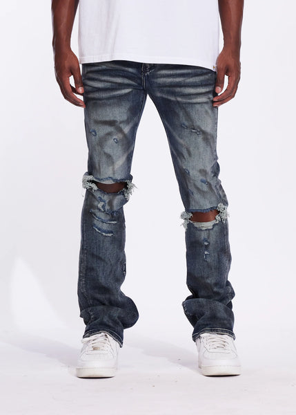 CRYSP DENIM - DISTRESSED STACKED DENIM