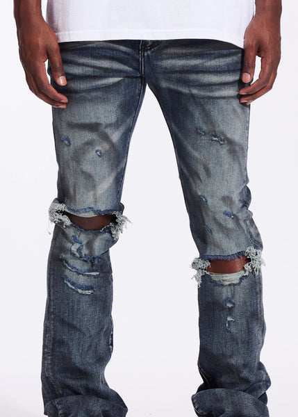 CRYSP DENIM - DISTRESSED STACKED DENIM