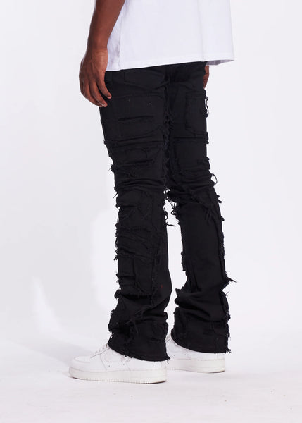 CRYSP DENIM - BLACK STACKED CARGO DENIM