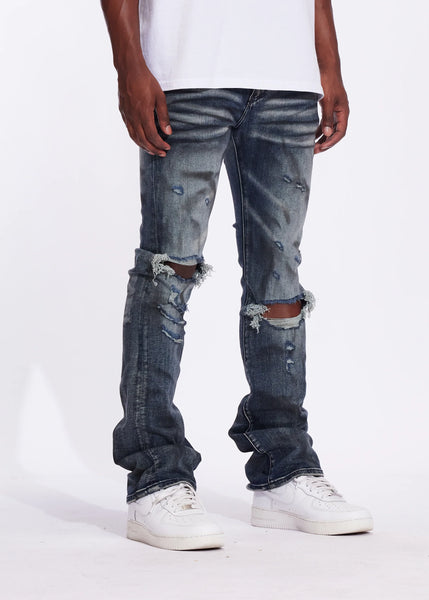 CRYSP DENIM - DISTRESSED STACKED DENIM