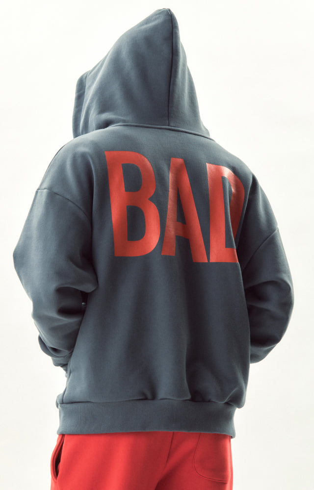 TEE LIBRARY - BAD CHARCOAL ZIP HOODIE