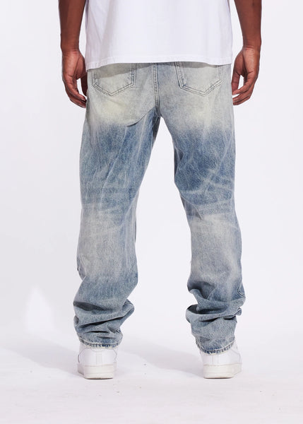 CRYSP DENIM - DISTRESSED ACID WASH STRAIGHT LEG DENIM