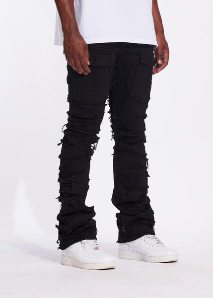 CRYSP DENIM - BLACK STACKED CARGO DENIM