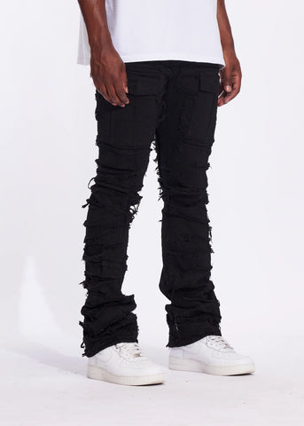 CRYSP DENIM - BLACK STACKED CARGO DENIM