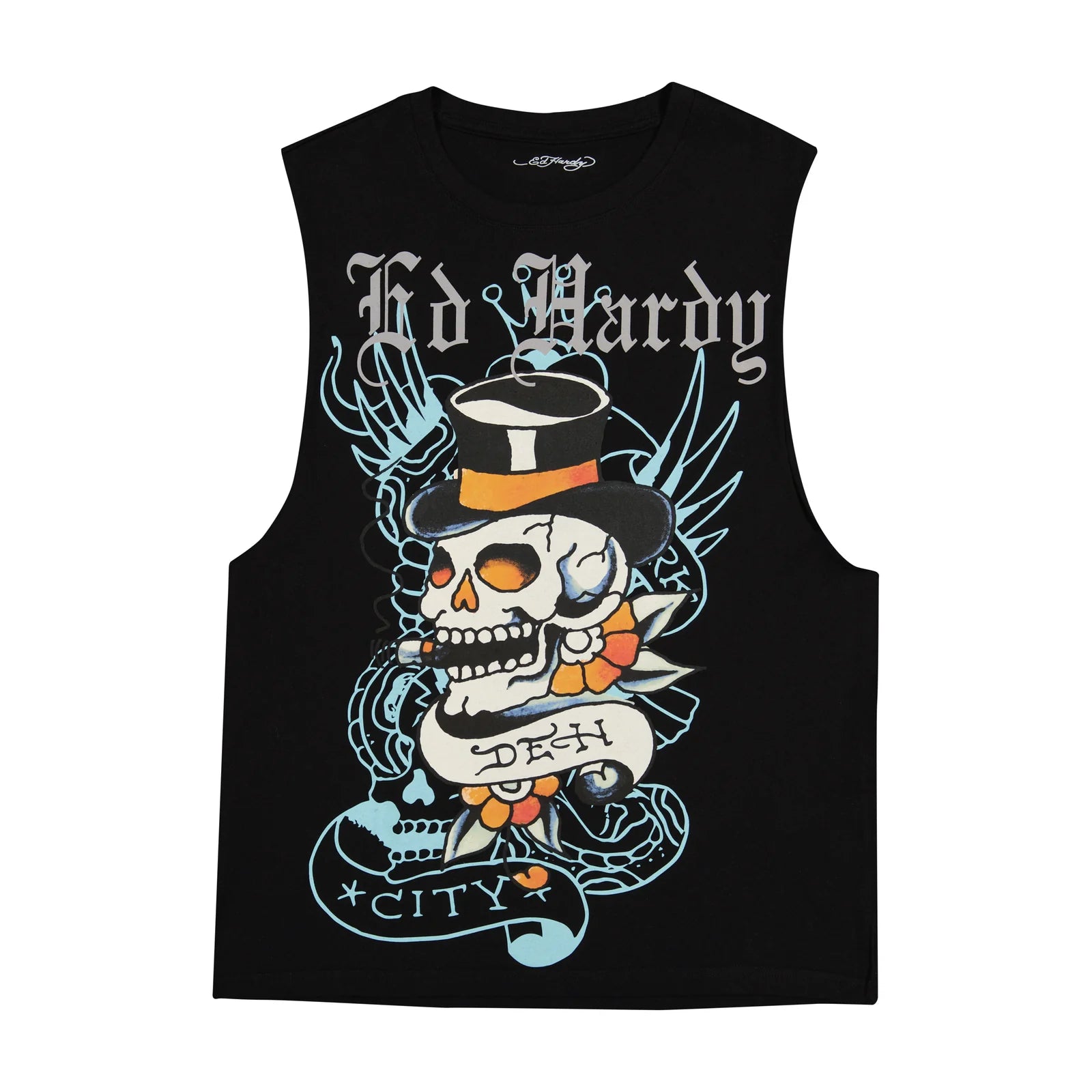 ED HARDY -  SKULL TOPHAT CUT OFF SLEEVE