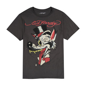 ED HARDY - WOLF HEAD THROWBACK RHINESTONES TEE