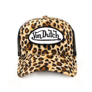 VON DUTCH -  LEOPARD PRINT VELVET TRUCKER HAT