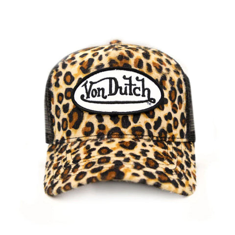 VON DUTCH -  LEOPARD PRINT VELVET TRUCKER HAT