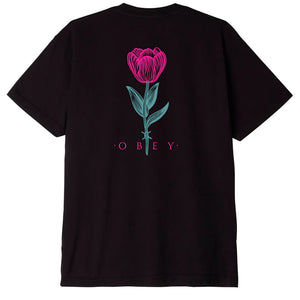 OBEY - BARBWIRE FLOWER ORGANIC COTTON T-SHIRT