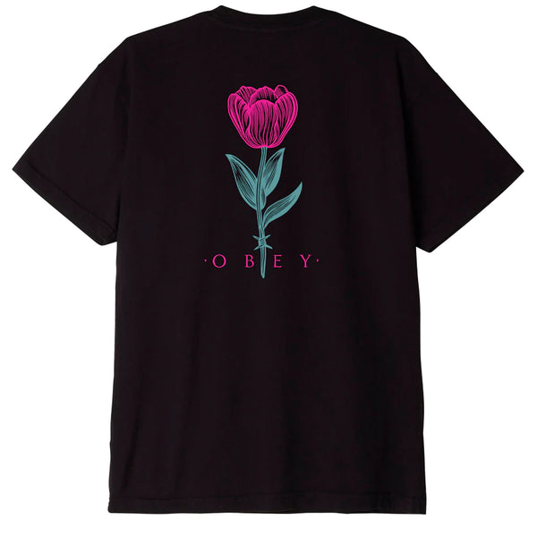 OBEY - BARBWIRE FLOWER ORGANIC COTTON T-SHIRT