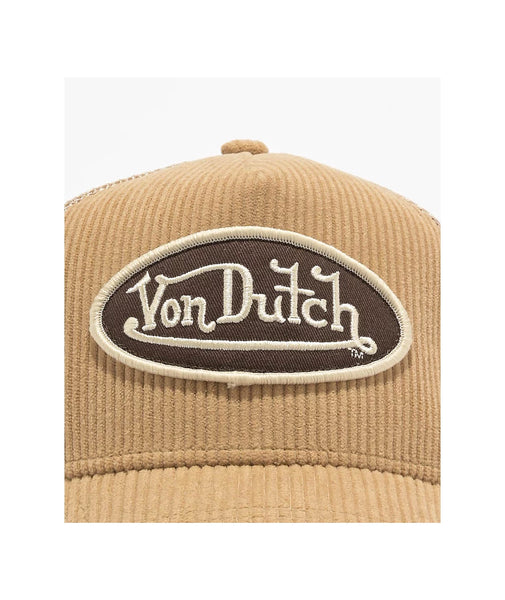 VON DUTCH - BEIGE CORDUROY TRUCKER HAT