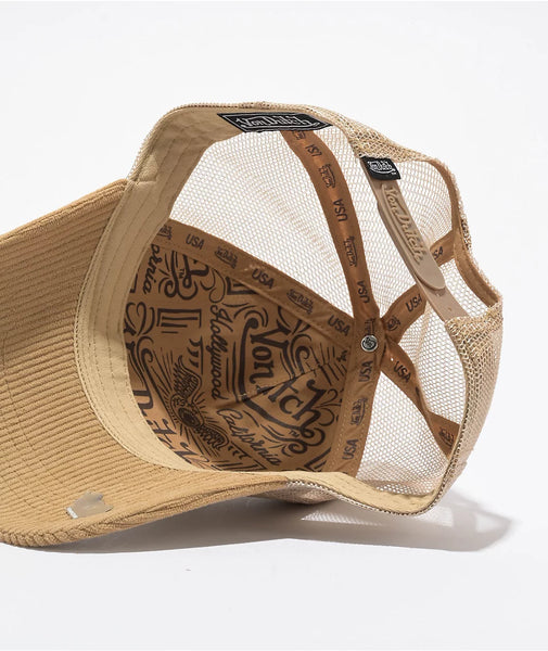 VON DUTCH - BEIGE CORDUROY TRUCKER HAT