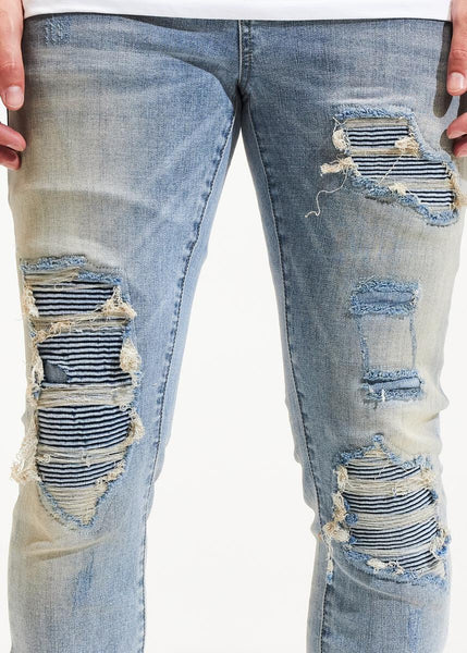 EMBELLISH DENIM - BLUE RIPPED & REPAIRED