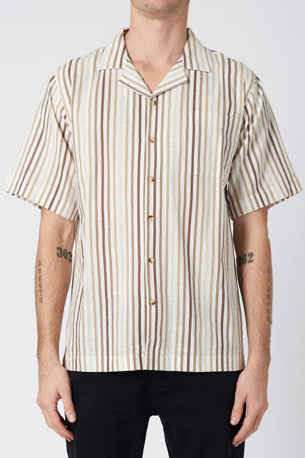 ROLLAS - SAND STRIP SHIRT